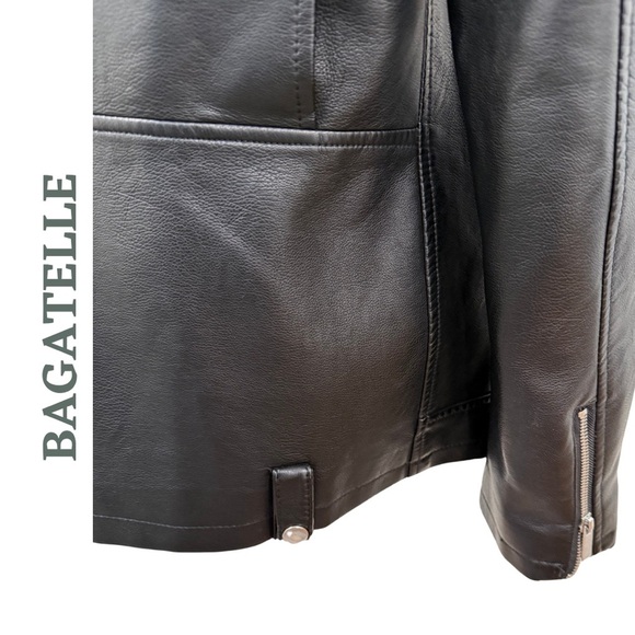 Bagatelle Women’s Faux Leather Moto Jacket Black w Silver Hardware – Size Medium - Picture 6 of 7